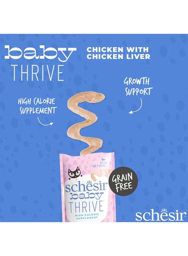 Schesir Baby Thrive High-Calorie Energy Supplement – Chicken with Chicken Liver – For Underweight Kittens (2 Weeks+) – 20 × 8 g Sachets - Image 3